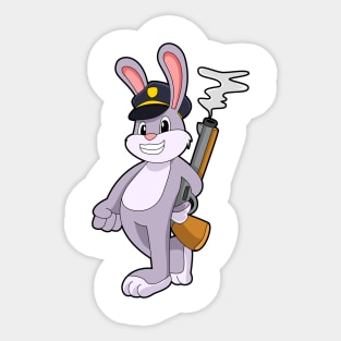 Rabbit as Police officer with Police hat Sticker